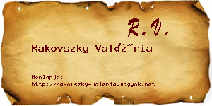 Rakovszky Valéria névjegykártya